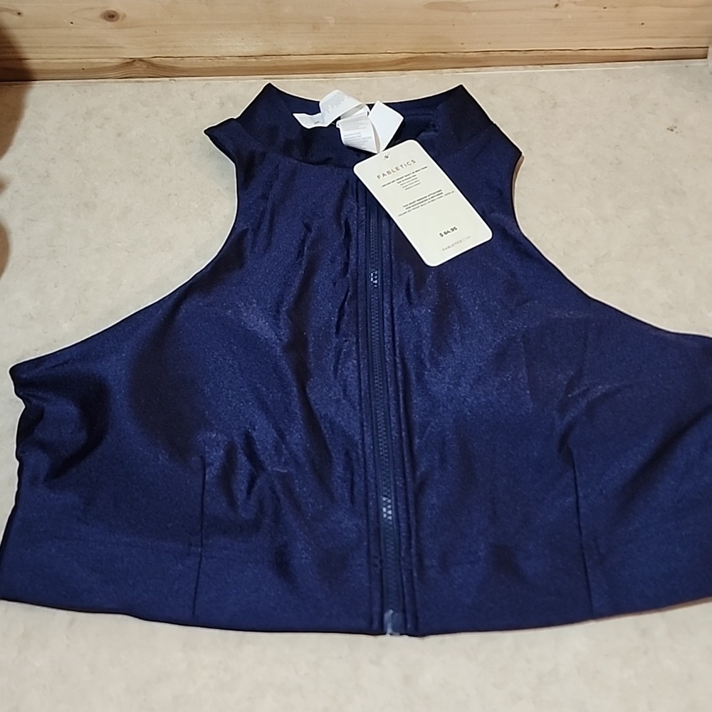 Fabletics Leilani Blue Zip Front Built-In Bra NWT Size 2XL Tank